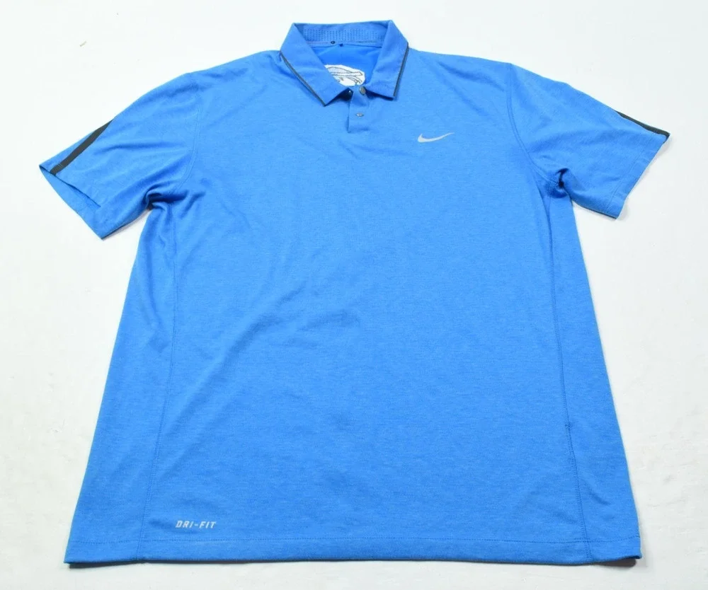 Nike Tiger Woods Buffalo Bills Polo Shirt Mens Large Blue Short Sleeve Stretch